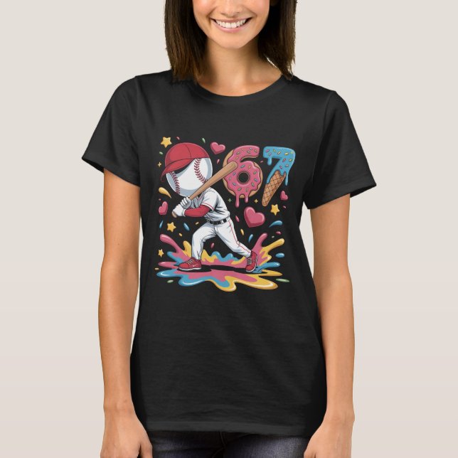 67 Baseball Meme Sweet Drip Art Donut and Ice Crea T-Shirt (Vorderseite)