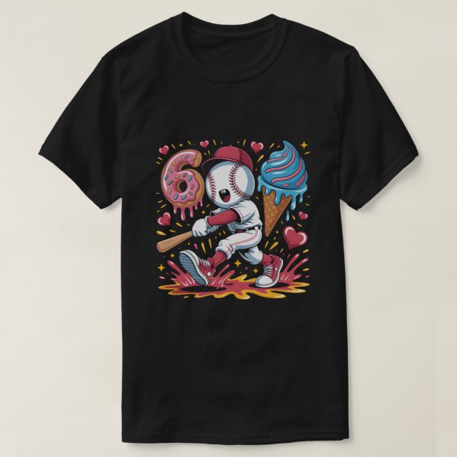 67 Baseball Meme Sweet Drip Art Donut and Ice Crea T-Shirt (Design vorne)