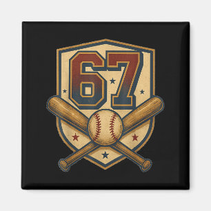 67 Baseball-Meme Vintage Srts-Wappen Lustig Retro  Magnet