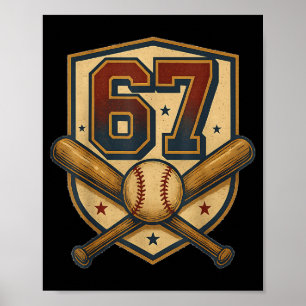 67 Baseball-Meme Vintage Srts-Wappen Lustig Retro  Poster