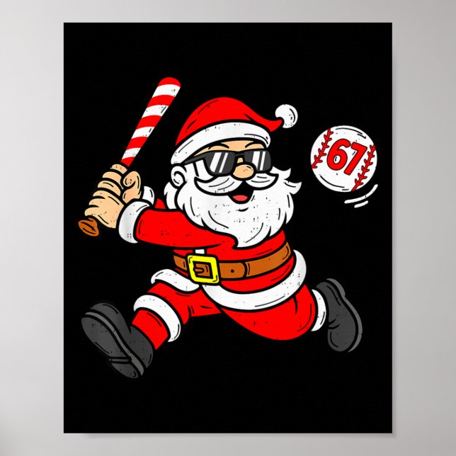 67 Baseball Santa Six Seven Meme Christmas Srt Men Poster (Vorne)