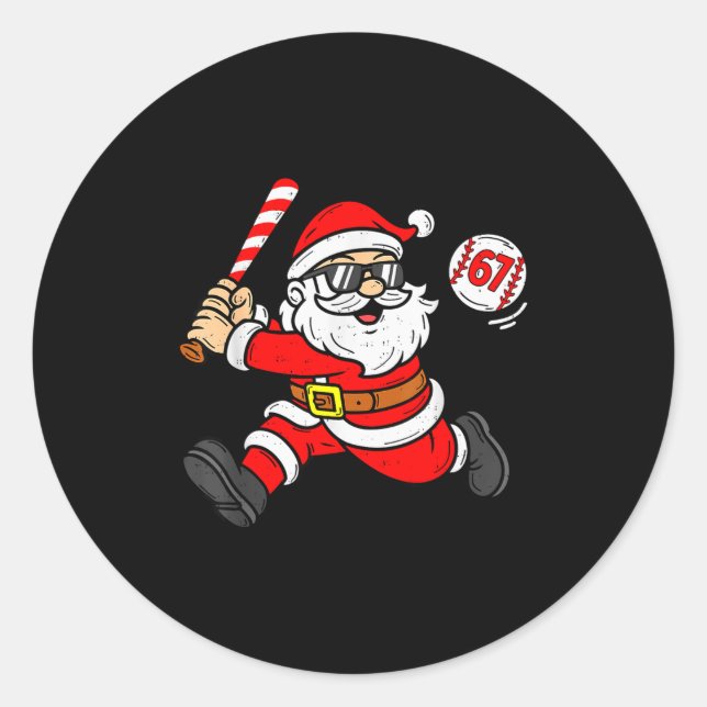67 Baseball Santa Six Seven Meme Christmas Srt Men Runder Aufkleber (Vorderseite)