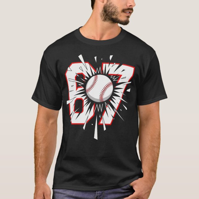 67 Baseball Sechs Sieben 6 7 Meme T-Shirt (Vorderseite)