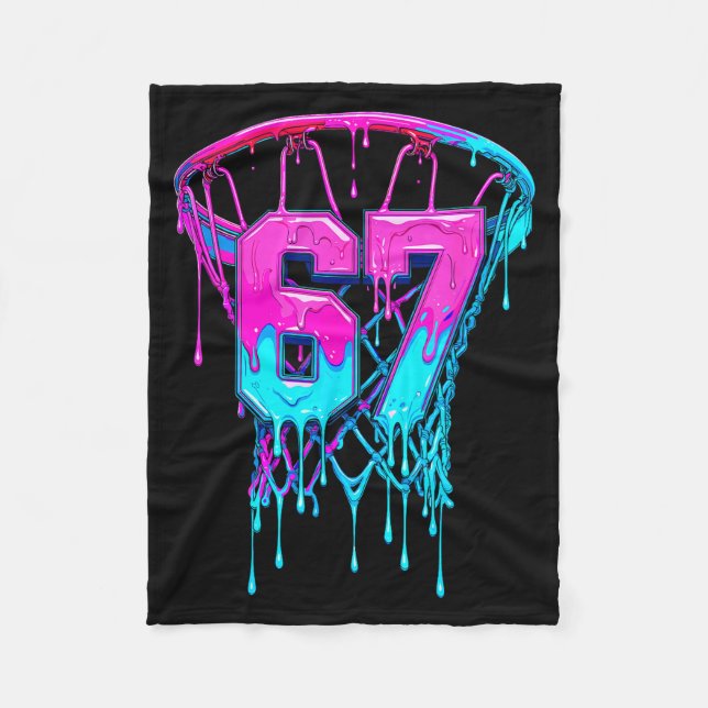 67 Basketball Drip Six Seven Funny  Fleecedecke (Vorderseite)