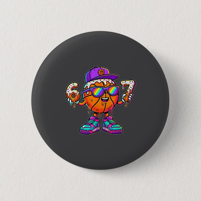 67 Basketball Drip Six Seven Funny Meme Gen Alpha  Button (Vorderseite)