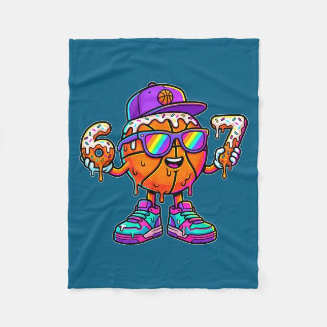 67 Basketball Drip Six Seven Funny Meme Gen Alpha  Fleecedecke (Vorderseite)