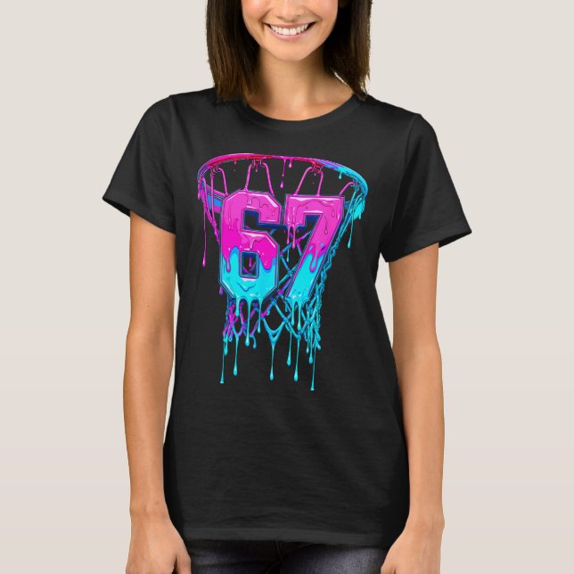 67 Basketball Drip Six Seven Funny  T-Shirt (Vorderseite)