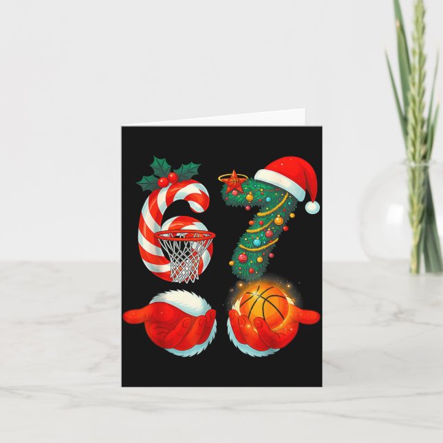 67 Basketball Santa Six Seven Meme Christmas Srt M Karte (Vorderseite)
