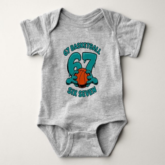 67 Basketball Six Seven Sports Meme Baby Strampler (Vorderseite)