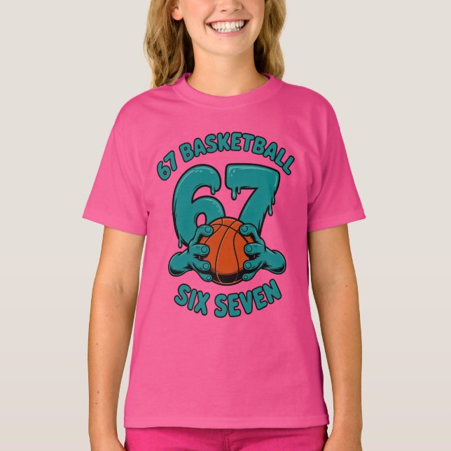 67 Basketball Six Seven Sports Meme T-Shirt (Vorderseite)