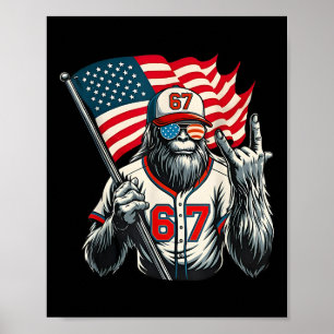 67 Bigfoot Meme Lustig Six Seven Gen Alpha Slang Poster