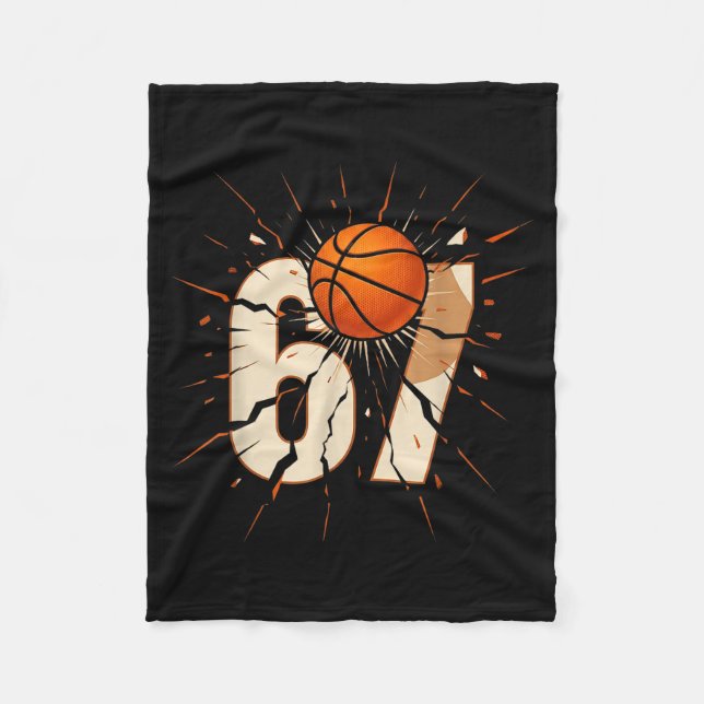 67 Brainrot Youth Basketball Drip - Funny Kids 67  Fleecedecke (Vorderseite)