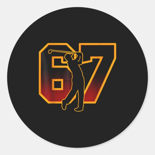 67 Brainrot Youth Golf Drip - Funny Kids 67  Runder Aufkleber (Vorderseite)