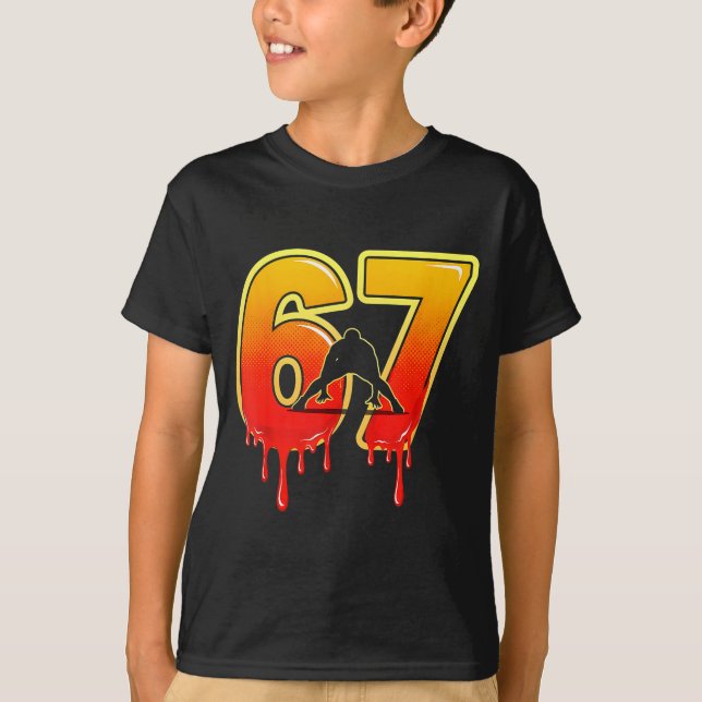 67 Brainrot Youth Wrestling Drip - Funny Kids 67  T-Shirt (Vorderseite)