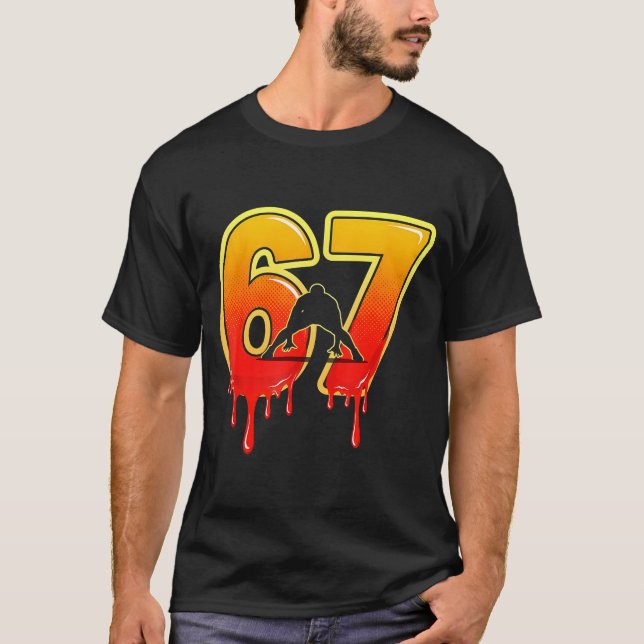 67 Brainrot Youth Wrestling Drip - Funny Kids 67  T-Shirt (Vorderseite)