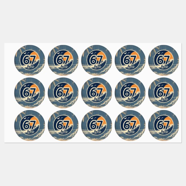 67 bro surf stickers etiketten (Blatt)