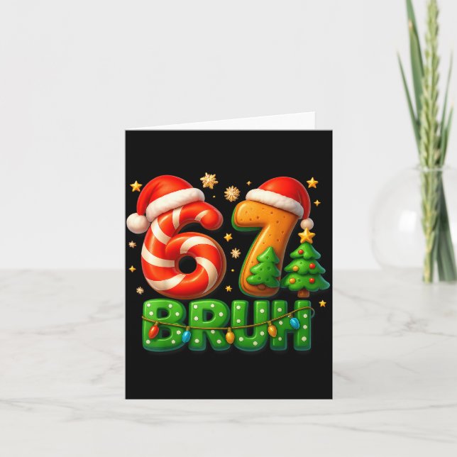 67 Bruh Christmas Candy Cane Gingerbread Design Xm Karte (Vorderseite)