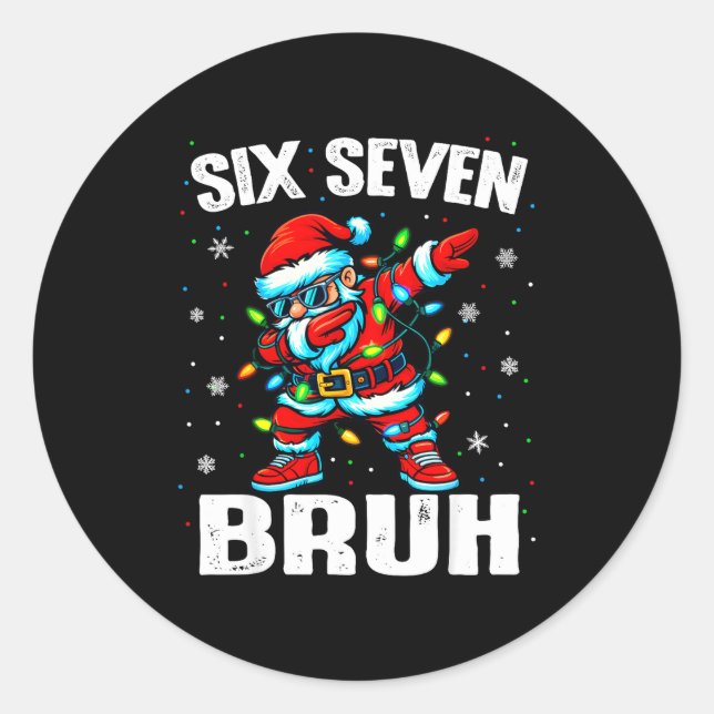 67 Bruh Christmas Six Seven Meme Dab Santa  Runder Aufkleber (Vorderseite)
