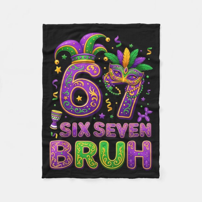 67 Bruh Mardi Gras Jester Mask New Orleans  Fleecedecke (Vorderseite)