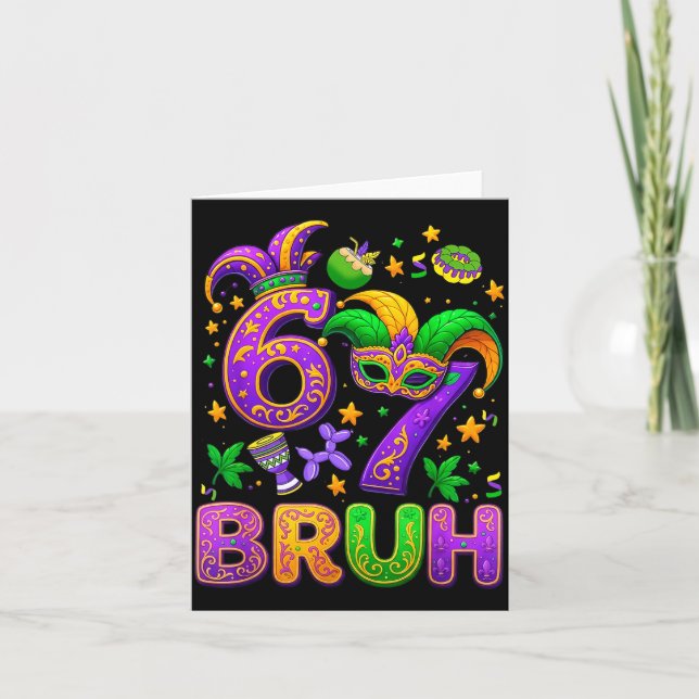 67 Bruh Mardi Gras Jester Mask New Orleans  Karte (Vorderseite)