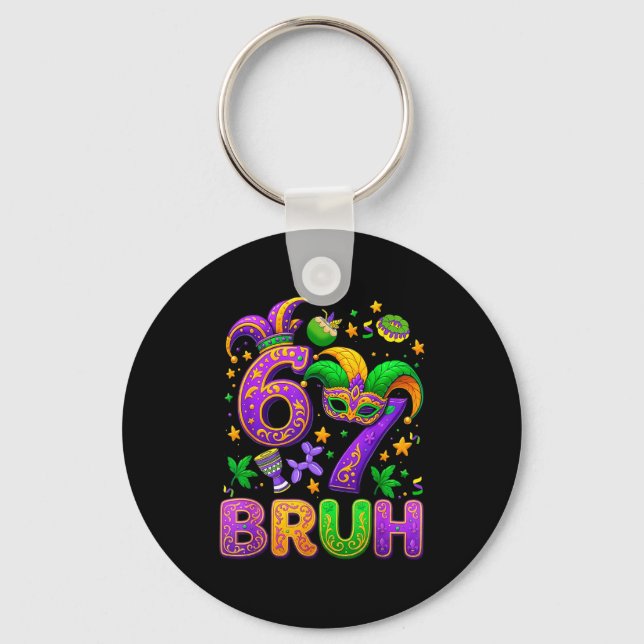 67 Bruh Mardi Gras Jester Mask New Orleans  Schlüsselanhänger (Vorderseite)