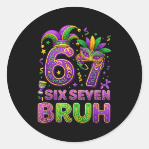67 Bruh Mardi Gras Narrrenmaske New Orleans Runder Aufkleber
