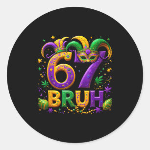 67 Bruh Narrenhut Feder Maske Mardi Gras Fleur D Runder Aufkleber