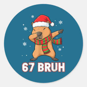 67 Bruh Sechs Sieben Meme Capybara Weihnachten Kin Runder Aufkleber