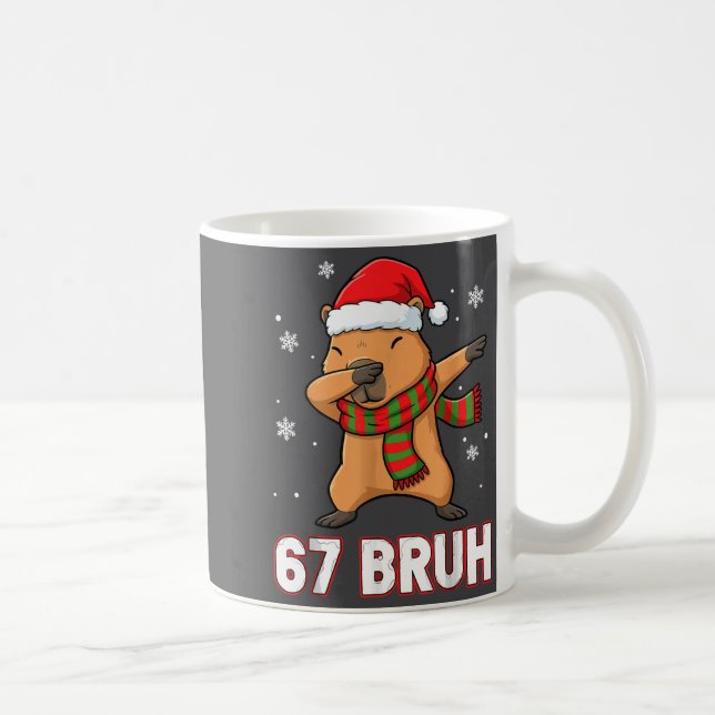 67 Bruh Six Seven Meme Capybara Christmas Kids Boy Kaffeetasse (Rechts)