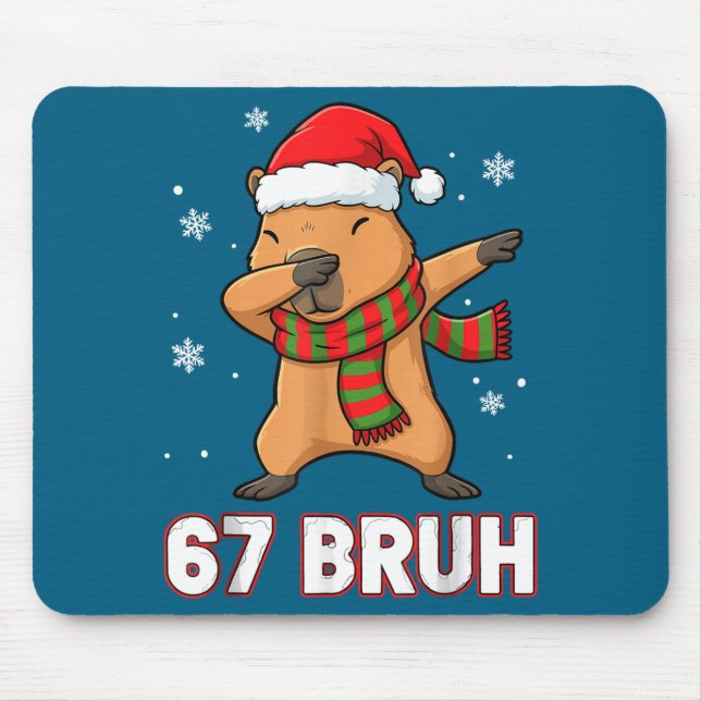 67 Bruh Six Seven Meme Capybara Christmas Kids Boy Mousepad (Vorne)