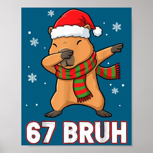 67 Bruh Six Seven Meme Capybara Christmas Kids Boy Poster (Vorne)