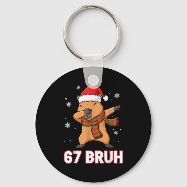 67 Bruh Six Seven Meme Capybara Christmas Kids Boy Schlüsselanhänger (Vorderseite)