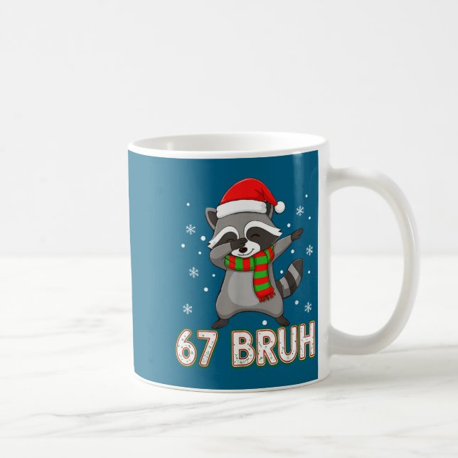 67 Bruh Six Seven Meme Raccoon Christmas Kids Boys Kaffeetasse (Rechts)