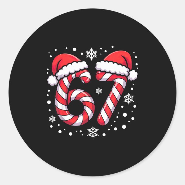 67 Candy Canes Santa  Runder Aufkleber (Vorderseite)