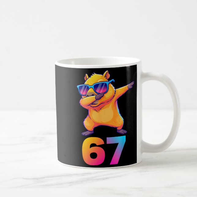 67 Capybara Sechs Sieben Meme Tier Coole Capybara  Kaffeetasse (Rechts)