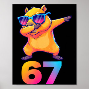 67 Capybara Sechs Sieben Meme Tier Coole Capybara Poster