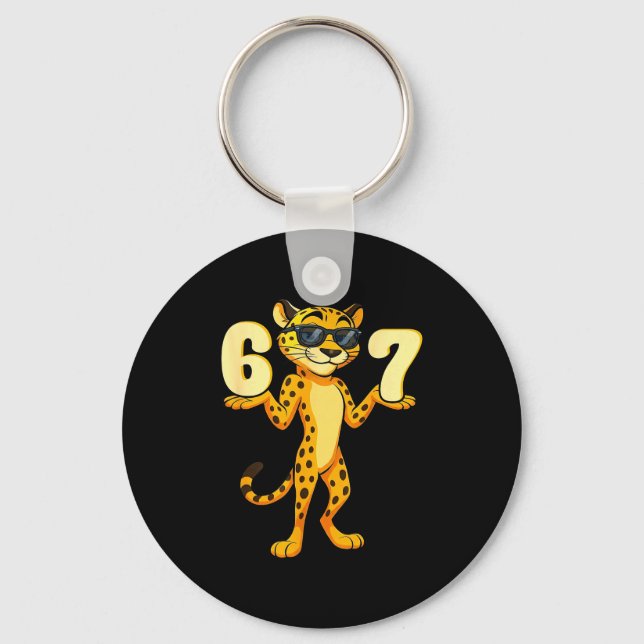 67 Cheetah Meme Six Seven Hands Motion Kids Teens  Schlüsselanhänger (Vorderseite)