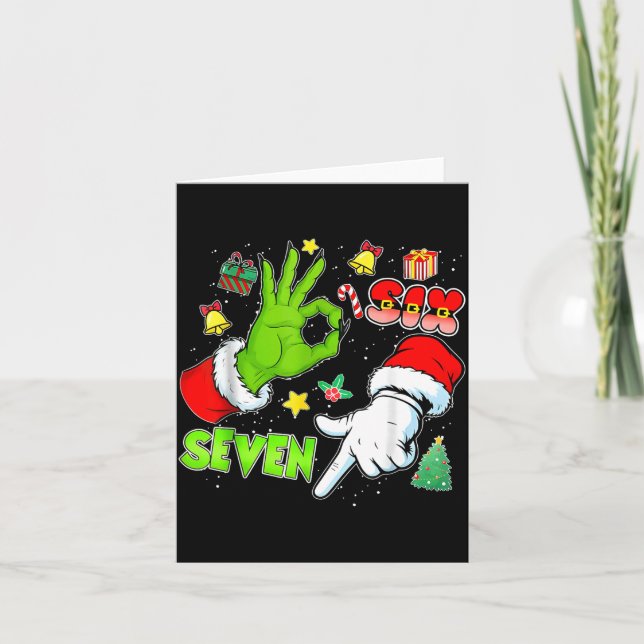 67 Christmas 6 7 Meme Elf Santa Pajamas Gen Alpha  Karte (Vorderseite)