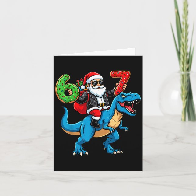 67 Christmas 6 7 Meme Funny Santa Six Seven Xmas B Karte (Vorderseite)