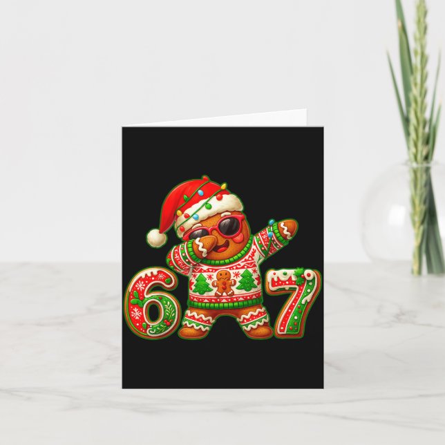67 Christmas 6 7 Meme Gingerbread Man Xmas Pajamas Karte (Vorderseite)