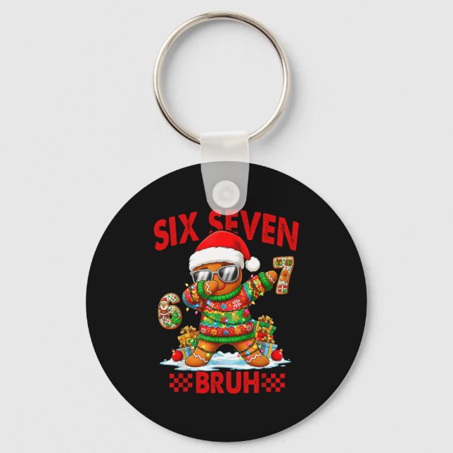 67 Christmas 6 7 Meme Gingerbread Man Xmas Pajamas Schlüsselanhänger (Vorderseite)