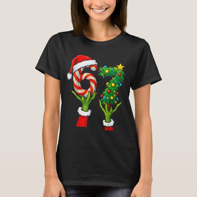67 Christmas 6 7 Meme Hands Holiday Gen Alpha For  T-Shirt (Vorderseite)