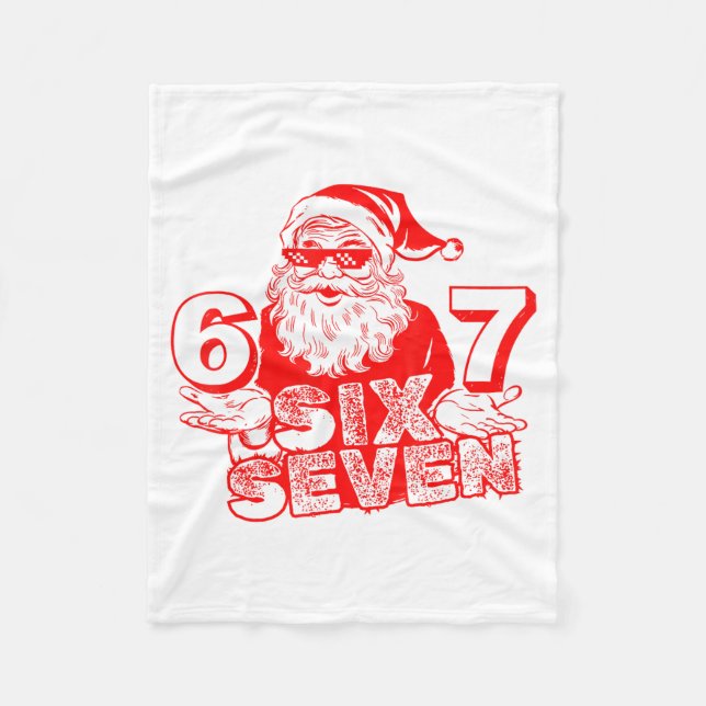 67 Christmas 6 7 Meme Six Seven Funny Santa Xmas B Fleecedecke (Vorderseite)