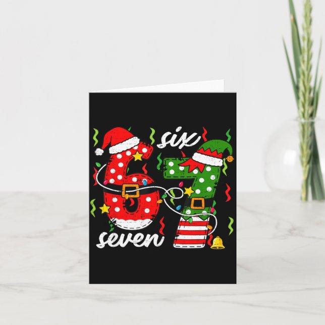 67 Christmas 6 7 Santa Elf 6-7 Pajamas Six Seven K Karte (Vorderseite)