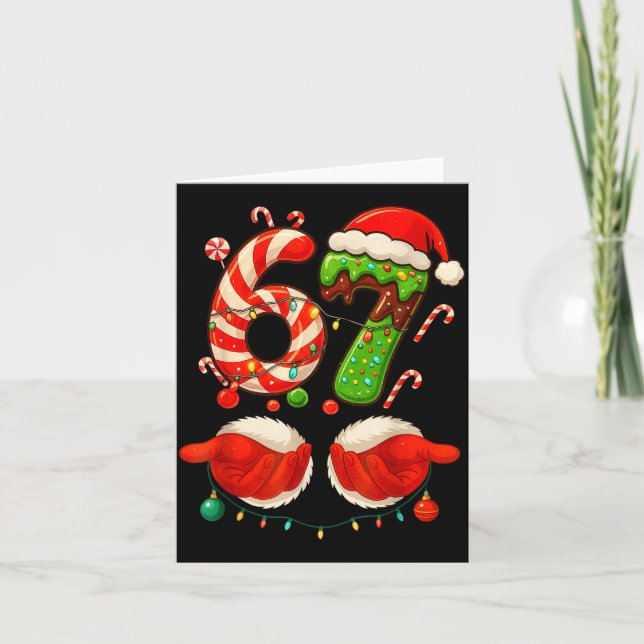 67 Christmas 6 7 Six Seven Meme 67 Candy Cane Xmas Karte (Vorderseite)