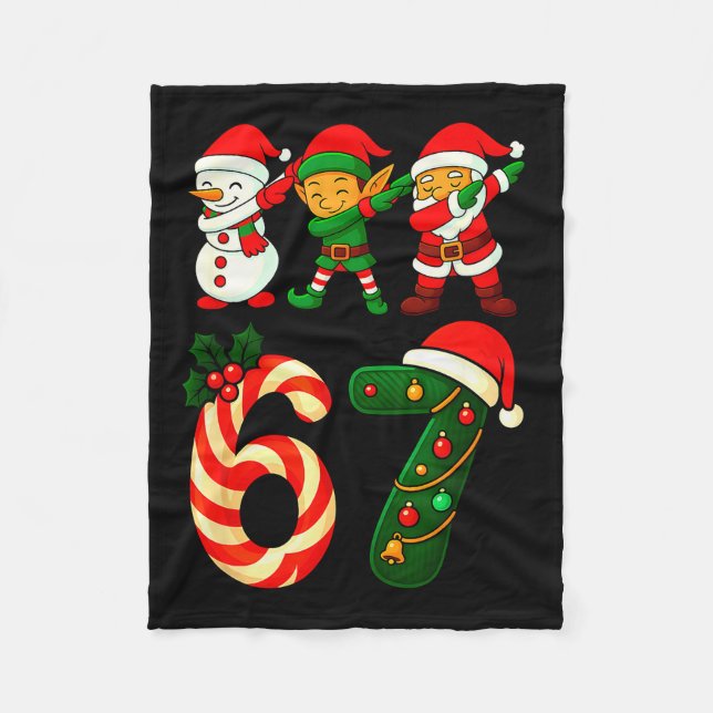 67 Christmas Dabbing Santa Elf Snowman Funny Six S Fleecedecke (Vorderseite)