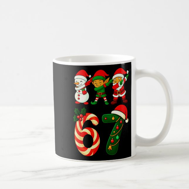 67 Christmas Dabbing Santa Elf Snowman Funny Six S Kaffeetasse (Rechts)