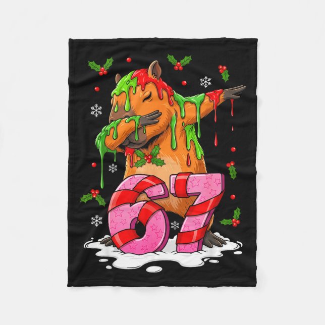 67 Christmas Funny 67 Brainrot Youth Kids Capybara Fleecedecke (Vorderseite)
