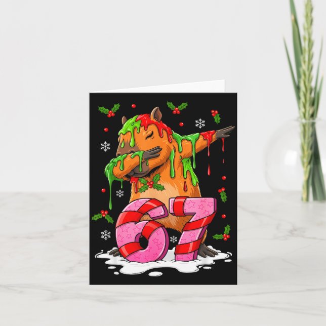 67 Christmas Funny 67 Brainrot Youth Kids Capybara Karte (Vorderseite)