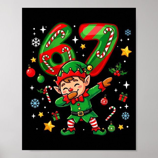 67 Christmas Funny 67 Meme Youth Kids Elf 67  Poster (Vorne)